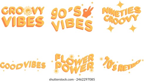 Retro Groovy Text Effect Set