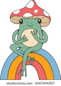 Retro groovy toad mascot character 