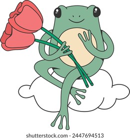 Retro groovy toad mascot character 