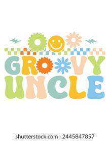 Retro Groovy uncle , Retro Groovy Family, Mama Groovy, Hippie Boho Wavy,  svg