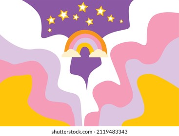 Retro groovy vector background. Hippie retro style. 