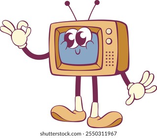 Retro groovy vintage TV cartoon character