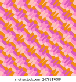 Retro groovy wavy background. Psychedelic checkerboard Y2K 80s  twisted and distorted vector texture 