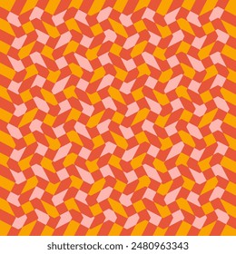 Retro groovy wavy background. Psychedelic checkerboard Y2K 80s  twisted and distorted vector texture 