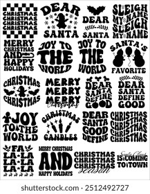  retro groovy Navidades onduladas Eps Paquete, Días festivos Diseños EPS, Feliz Navidades EPS, Transferencia de calor, Hacer camisetas, proyectos de bricolaje, Árboles, cricut