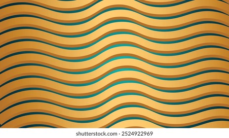 Retro Groovy Wavy Psychedelic background simple abstract seagreen Abstract background with flowing lines. Pro Vector