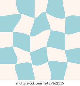 Retro Groovy Wavy Psychedelic Checkerboard Check Y2K 90s. Geometric Background.