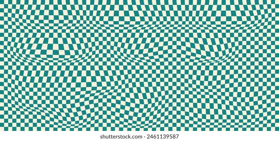 Retro Groovy Wavy Psychedelic Checkerboard Check Y2K 90s Phone Case Background Stationary Fashion Textile Repeat Pattern. vector illustration. eps 10