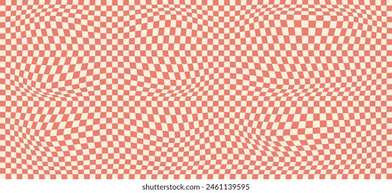 Retro Groovy Wavy Psychedelic Checkerboard Check Y2K 90s Phone Case Background Stationary Fashion Textile Repeat Pattern. vector illustration. eps 10