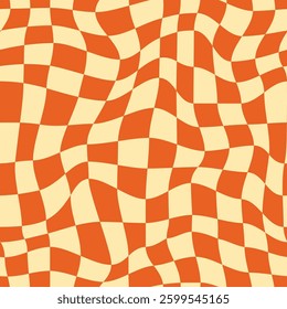 Retro Groovy Wavy Psychedelic Checkerboard Check Y2K