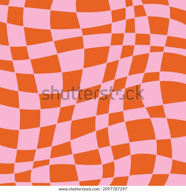 Retro Groovy Wavy Psychedelic Checkerboard Check Stock Vector (Royalty ...