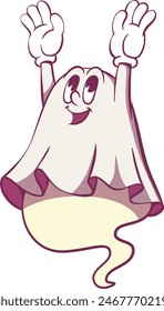Retro groowy ghost halloween mascot