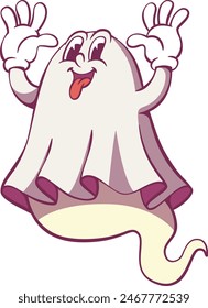 Retro groowy ghost halloween mascot