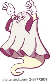 Retro groowy ghost halloween mascot