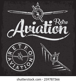 retro grunge aviation label