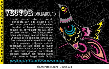 Retro grunge background with bird - vector