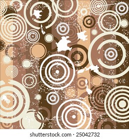 Retro grunge background with concentric circles (vector)