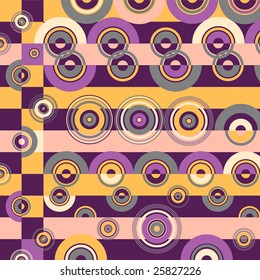 Retro grunge background with concentric circles (vector)