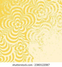 Retro grunge background. Groovy ornament. Retro groovy grunge. Yellow wallpaper. 60s and 70s groovy vintage style. Grunge hipppie wallpaper. Y2k trendy style. Nostalgia for the 70s.