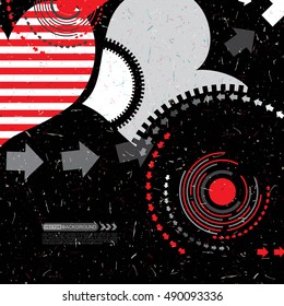 Retro grunge background with hearts and arrows - vector