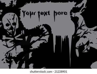 retro grunge background, vector illustration with skull
