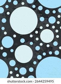 Retro Grunge Blue Circles Pattern