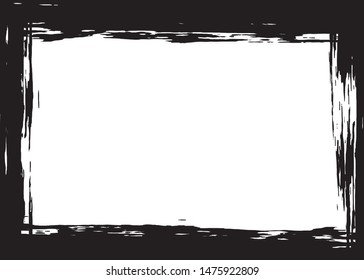 Retro Grunge Brush Frame Black Isolated