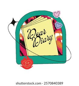 Retro Grunge Collage Sticker with Textured Aesthetic