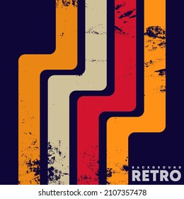 Retro grunge design background with colored stripes. Vector illustration.