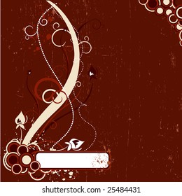 Retro grunge floral background in dark tones