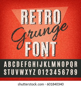 Retro Grunge Font. Vector Grunge Alphabet.