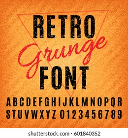 Retro Grunge Font. Vector Grunge Alphabet.