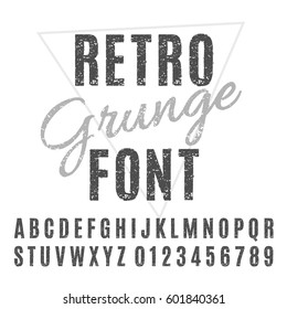 Retro Grunge Font. Vector Grunge Alphabet.