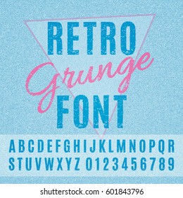 Retro Grunge Font. Vector Grunge Alphabet.