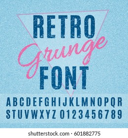 Retro Grunge Font. Vector Grunge Alphabet.