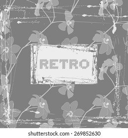Retro grunge frame with place for your text in grayscale. Vector eps 10.