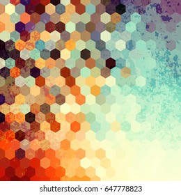 Retro grunge geometric abstract pattern in low poly style.