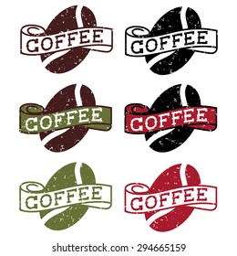 retro grunge labels with coffee bean