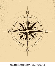 Retro Grunge Old Compass Tattoo vector