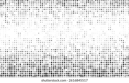 Retro grunge overlay backdrop with halftone dot pixel pattern, comic style pop art gradient texture and digital pixel technology background. Distressed dotted banner frame for social media or business