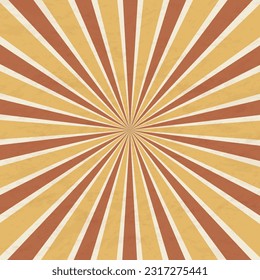 Éclatement d'étoile radiale rétro grunge ou arrière-plan ancien poutre de soleil avec de vieilles stries de texture en papier vintage rayonnant du centre comme symbole d'énergie sur du papier parchemin beige.