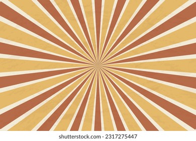 Retro grunge radial star burst or sun beam antique background with old vintage paper texture streaks radiating from the center as a symbol of energy  on beige parchment paper.