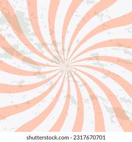 Retro grunge radial starburst or sunbeam background with vintage paper texture stripes radiating from the center as an energy symbol on beige parchment paper.
