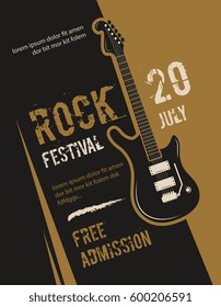Retro grunge rock and roll, heavy metal, music festival vector poster design
