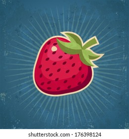 Retro grunge strawberry illustration