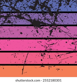 Retro grunge striped sunset background in the style of the 80s and 90s.