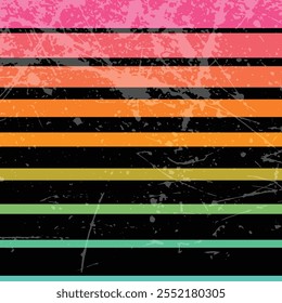 Retro grunge striped sunset background in the style of the 80s and 90s.