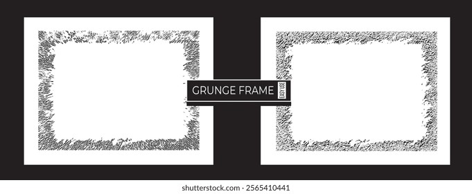 Retro Grunge Texture, Black Paint Brush Stroke Background with Dirty Border and Ink Splash Effect