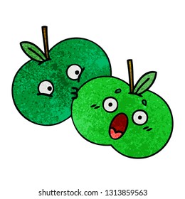 retro grunge texture cartoon of a apples