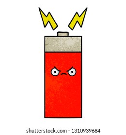 retro grunge texture cartoon of a battery